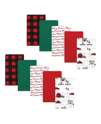 Hudson Baby Unisex Baby Cotton Flannel Burp Cloths, Christmas Scene, One Size