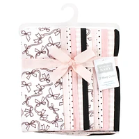 Hudson Baby Infant Girl Cotton Flannel Burp Cloths Bundle, Pink Bows, One Size