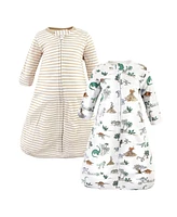 Hudson Baby Boys Unisex Cotton Long-Sleeve Wearable Sleeping Bag, Sack, Blanket, Neutral Giraffe, 12-18 Months