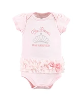 Hudson Baby Girls Cotton Bodysuits, Princess Arrived Tutu, 9-12 Months