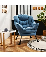 Modern Polyester Fabric Lazy Chair with Steel Frame and Side Pocket