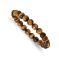 Chisel 8mm Yellow Tiger's Eye Agate Beaded Stretch Bracelet