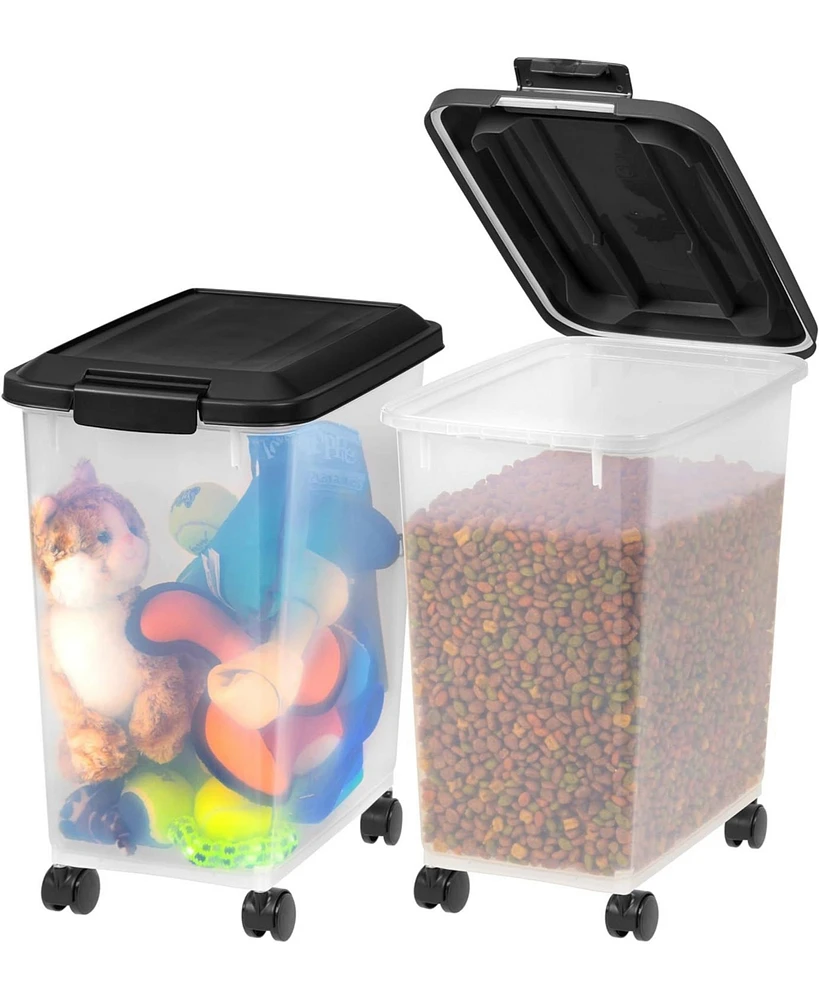 Iris Usa 30 Lbs / 33 Qt Airtight Dog Food Storage Container with Attachable Casters, 2 Pack, for Dog Cat Bird and Other Pet Food Storage Bin, Keep Fre