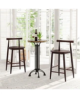 Counter Height Bar Chair Set with Acacia Wood Frame and Supporting Legs-Brown