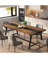 Tribesigns Dining Table for 8 People, 70.87-inch Rectangular Wood Kitchen Table with Strong Metal Frame, Industrial Large Long Dining Room Table for B