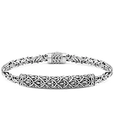 Devata Bali Dragon Skin with Borobudur Oval 5mm Chain Bracelet in Sterling Silver