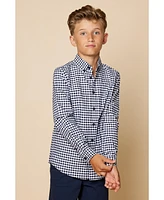 B by Brooks Brothers Big Boys Gingham Woven Long Sleeve Oxford Shirt