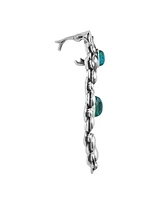 American West Jewelry Sterling Silver and Chrysocolla Gemstone Concha Naja Pendant Enhancer