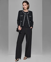 Karl Lagerfeld Women's Contrast-Trim Five-Button Jacket