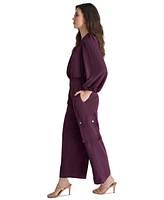 Dkny Women's Surplice-Neck Long-Sleeve Utility Jumpsuit