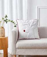 Videri Home Santa's Reindeer Embroidered Decorative Pillow, 18" x 18", Exclusively at Macy's