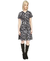 Michael Kors Women's Animal-Print Flutter-Sleeve Keyhole Dress