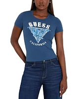 Guess Women's Roses Triangle Short-Sleeve Crewneck Tee