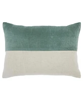 Ihi Home Lumbar Velvet Linen Zipper Pillow, 14"x 20"