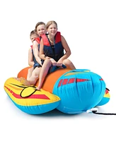 Slickblue 3-Person Inflatable Banana Boat with 3 Eva-padded Seats and Handles