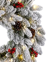 National Tree Company Snowberry Pine Wreath, 24 Inches