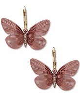 lonna & lilly Gold-Tone Pave Openwork Butterfly Drop Earrings