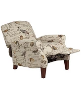 Kensington Hill Birdsong Script and Bird Patterned Recliner Chair Armchair Comfortable Push Manual Reclining Footrest Adjustable Upholstered Bedroom L