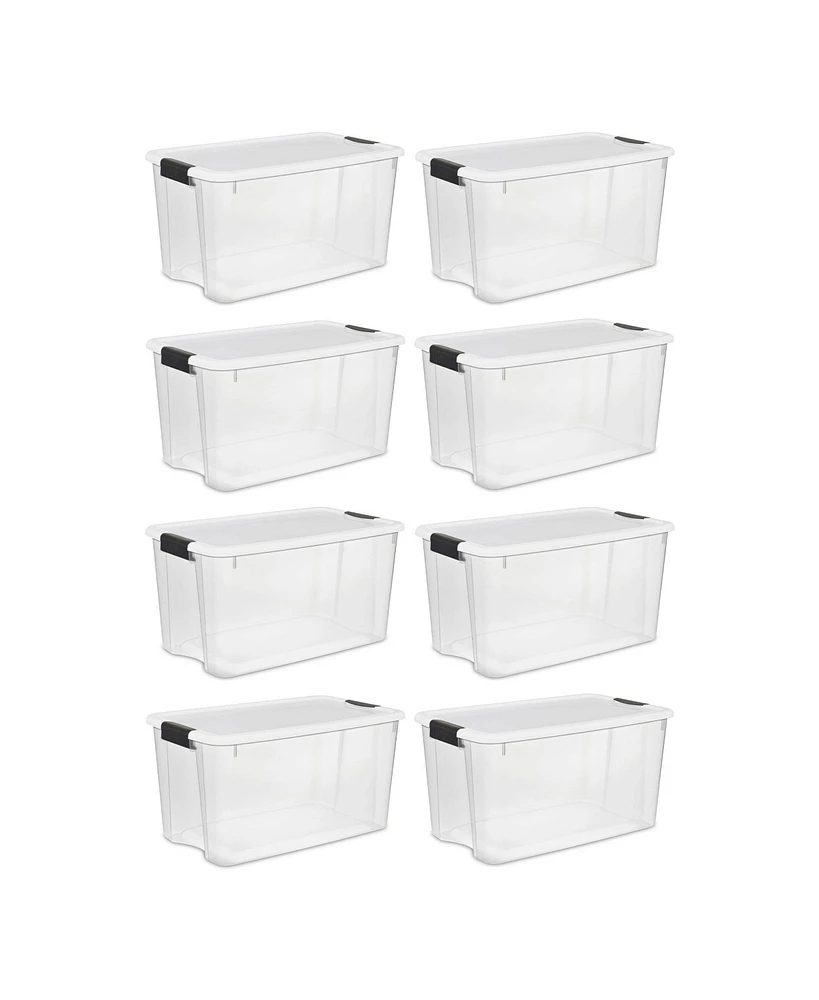 Sterilite Qt Clear Plastic Stackable Storage Bin w/ White Latch Lid