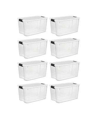 Sterilite Qt Clear Plastic Stackable Storage Bin w/ White Latch Lid