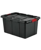 Sterilite 27 Gallon Durable Rugged Industrial Tote w/Red Latches, Black (8 Pack)