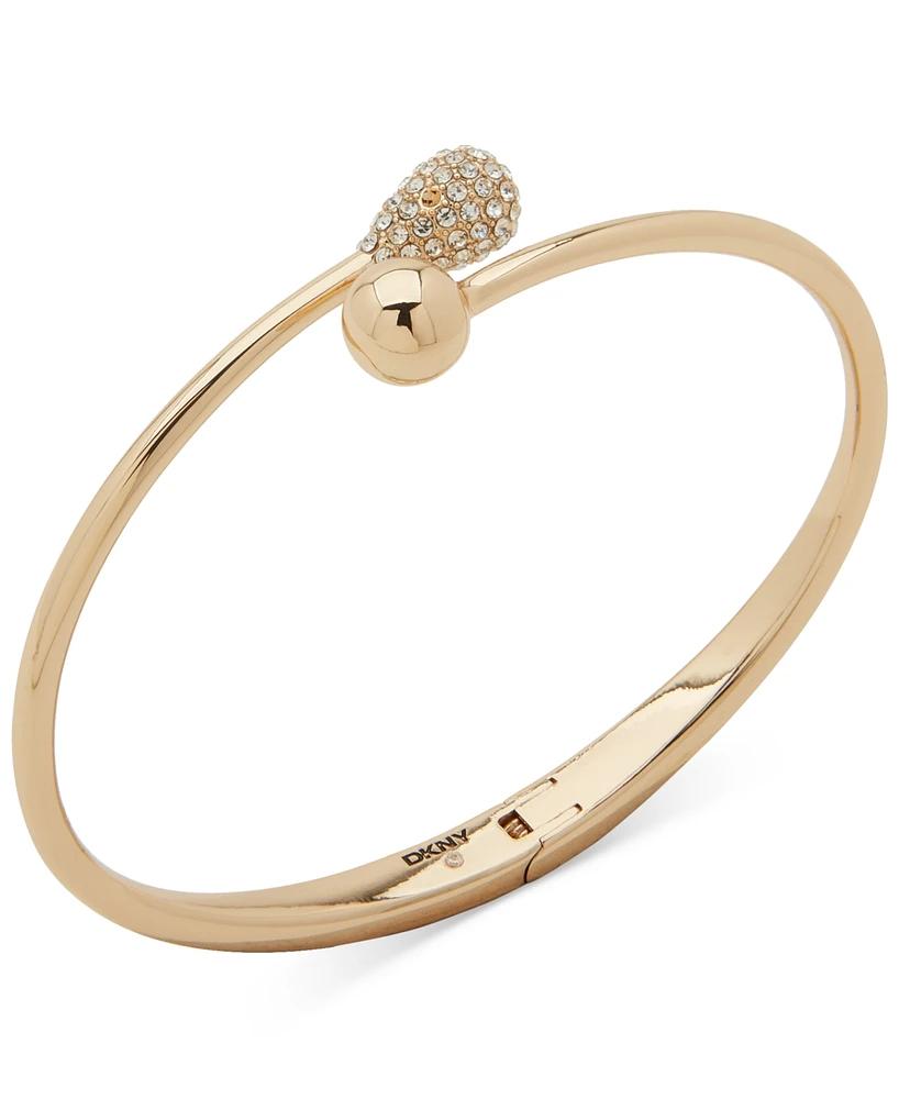 Dkny Gold-Tone Crystal Bypass Hinged Cuff Bracelet