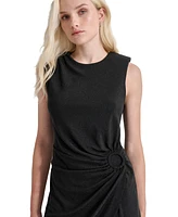 Dkny Women's Round-Neck Sleeveless Drape-Front Dress