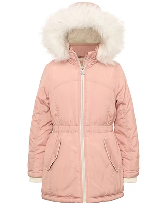 Michael Kors Big Girls Hooded Parka with Faux-Fur Trim