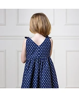 Hope & Henry Little Girls Sleeveless Bow Shoulder Swing Dress in Linen