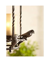 Song Birds Wrought Iron Bronze Pendant Chandelier 13 1/2" Wide Rustic Cage Scavo Glass 4-Light Fixture for Dining Room House Foyer Kitchen Island Entr