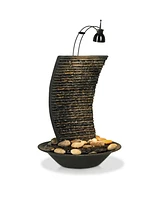 Water Ripple Japanese Zen Indoor Tabletop Fountain 17 1/4" High with Light Waterfalls Meditation Decor for Table Desk-Top Home Office Bedroom House Li