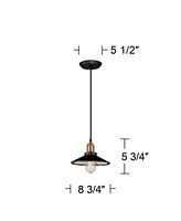 Franklin Iron Works Emile Oil Rubbed Bronze Antique Brass Mini Pendant Lighting 8 3/4" Wide Farmhouse Industrial Rustic Led Fixture for Dining Room Li