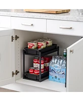 Iris Usa 2-Tier Under Sink Organizer, Pack, Storage with Sliding Drawers - Versatile solution for Office, Kitchen or Bathroom