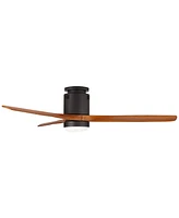 52" Windspun Modern 3 Blade Hugger Ceiling Fan with Dimmable Led Light Remote Control Matte Black Walnut Wood for Living Room Kitchen House Bedroom Fa