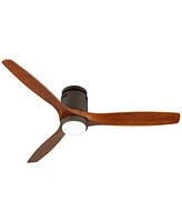 52" Windspun Modern 3 Blade Low Profile Hugger Indoor Ceiling Fan with Light Led Dimmable Remote Oil Rubbed Bronze Walnut Wood for House Bedroom Livin