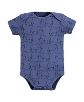 Touched by Nature Baby Boys Organic Cotton Bodysuits, Blue Peanut