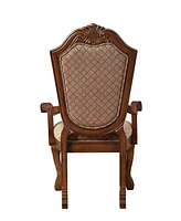 Streamdale Furniture Chateau De Ville Arm Chair (Set-2) in Fabric & Cherry