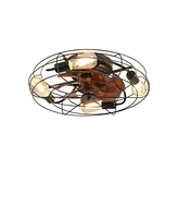 Streamdale Furniture Modern Low Profile Caged Ceiling Fan With Light