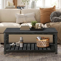 Spacious Antique Coffee Table with Open Shelving for Storage and Display