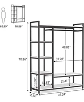 Tribesigns Free-standing Closet Organizer with 6 Storage Shelves and Hanging Bar, Large Standing Clothes Garment Rack