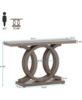 Tribesigns 55 inches Console Table with Unique Base, Farmhouse Hallway Table, Wooden Entryway Modern Sofa for Living Room, Long Ac