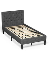 Slickblue Upholstered Bed Base with Button Stitched Headboard