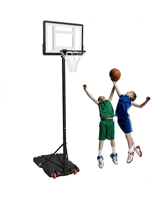 Givimo Basketball Hoop 32in Backboard Height Adjustable Portable Basketball System with 2 Wheels for Kids Adults, Removeable Basketball Hoop