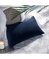 Ihi Home Plain Velvet Pillow, Navy, 14"x 24"