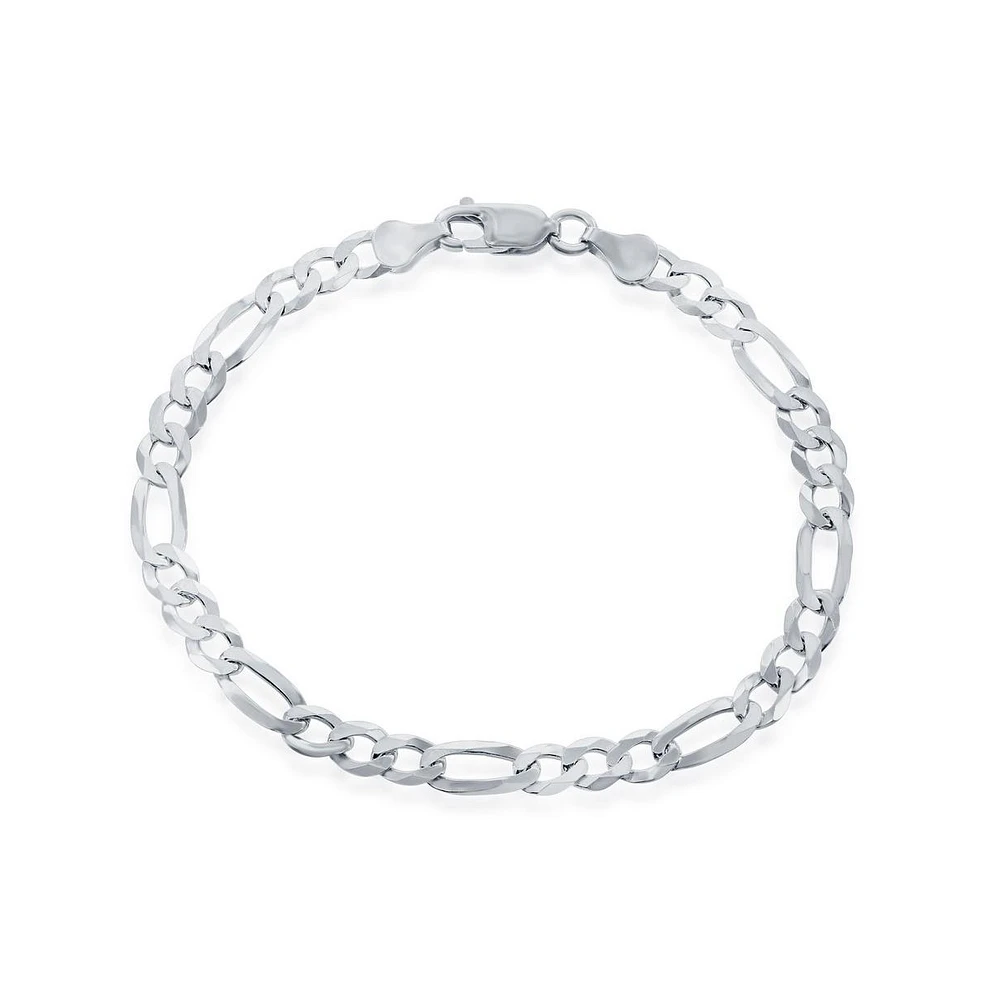 Simona Sterling Silver 5.8mm Figaro Chain - Rhodium Plated