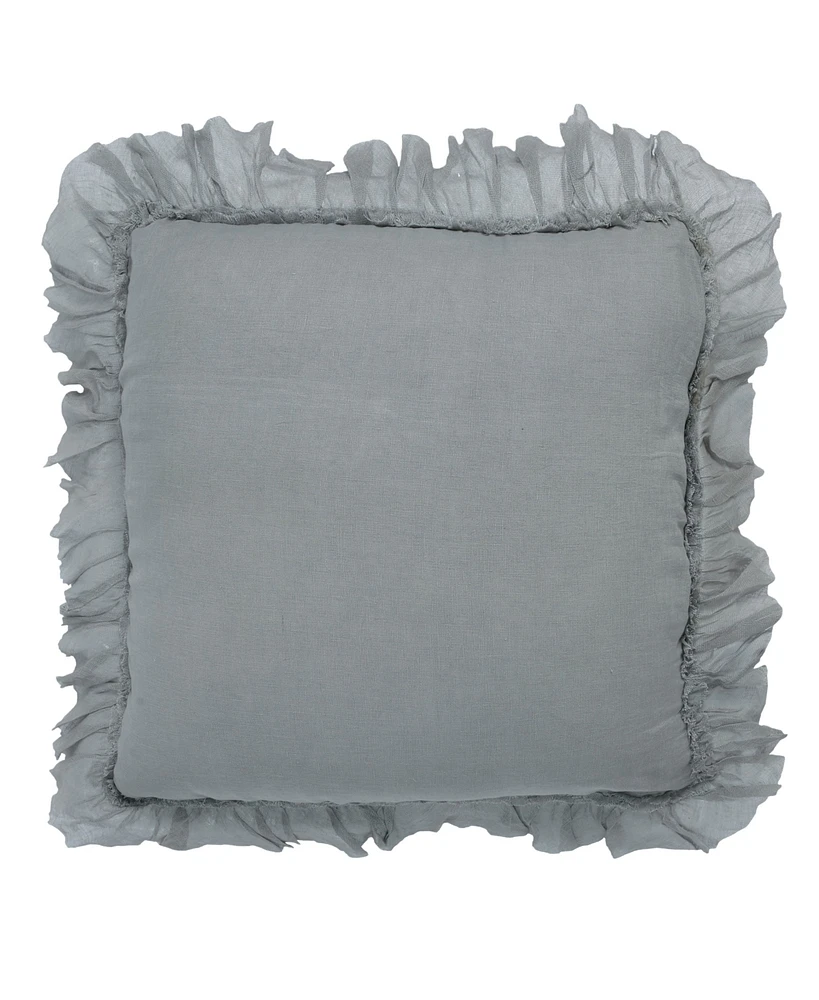 Ihi Home Pure Linen Sheer Fringe Pillow, 22"Sq