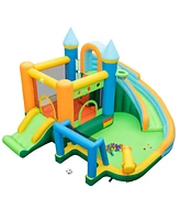 Slickblue Inflatable Water Slide Blowup Bounce House with Dual Slides and Splash Pool (Without Blower)