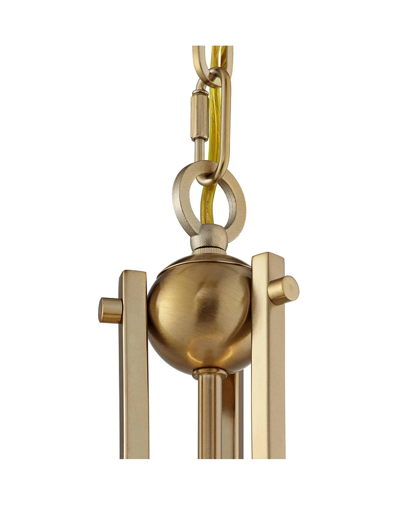 Franklin Iron Works Charleston Brass Hanging Pendant Lighting 13 1/2" Wide Modern Industrial Led Clear Glass Shade Fixture for Dining Room Living Hous