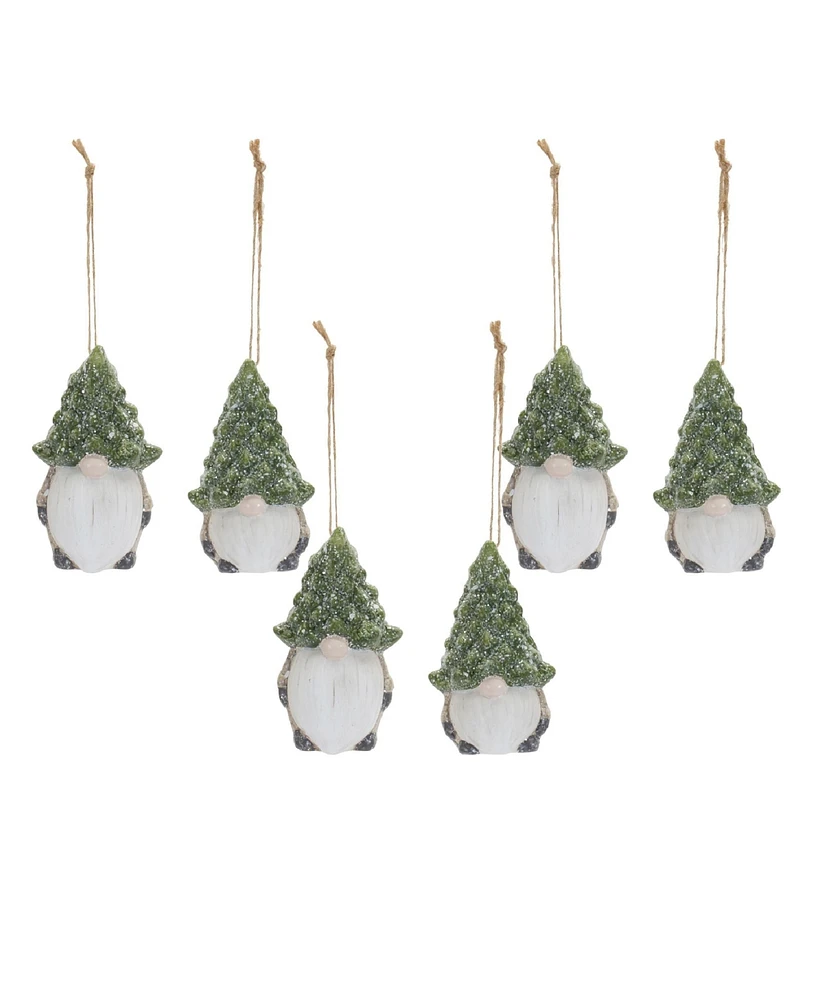 Slickblue Terra Cotta Gnome With Pine Tree Hat Ornament (Set of 6)