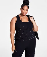 Nina Parker Trendy Plus Embellished Rib-Knit Tank